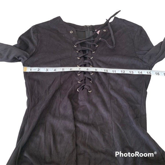 RAGA x Revolve Black Desert Storm Long Sleeve Mini Dress Size XS Lace-Up Front - Picture 2 of 10